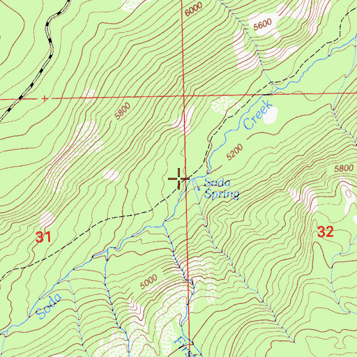 Topographic Map of Soda Spring, CA