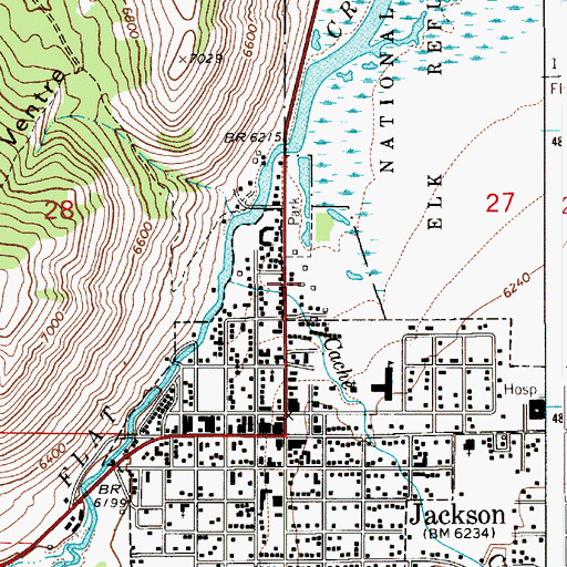 Topographic Map of Bridger - Teton National Forest Jackson Ranger District Fire Engine Crew, WY