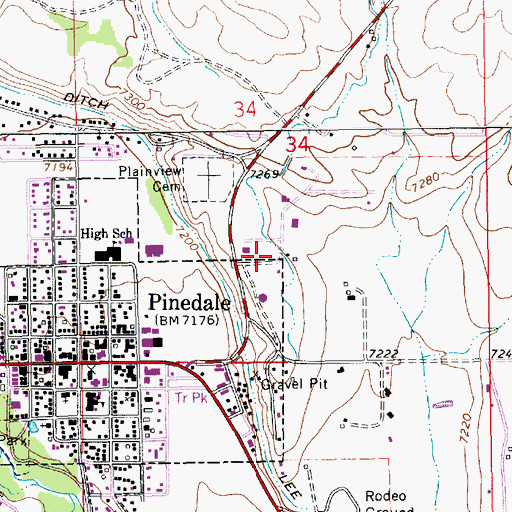 Topographic Map of Sublette County Emergency Medical Services Big Piney, WY