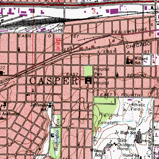 Topographic Map of Wyoming Medical Center Ambulance Service, WY