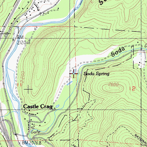 Topographic Map of Soda Spring, CA