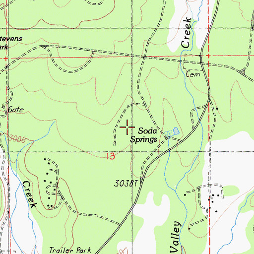 Topographic Map of Soda Springs, CA