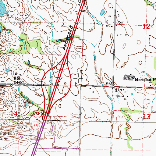 Topographic Map of Pulaski County Ambulance Service, IL