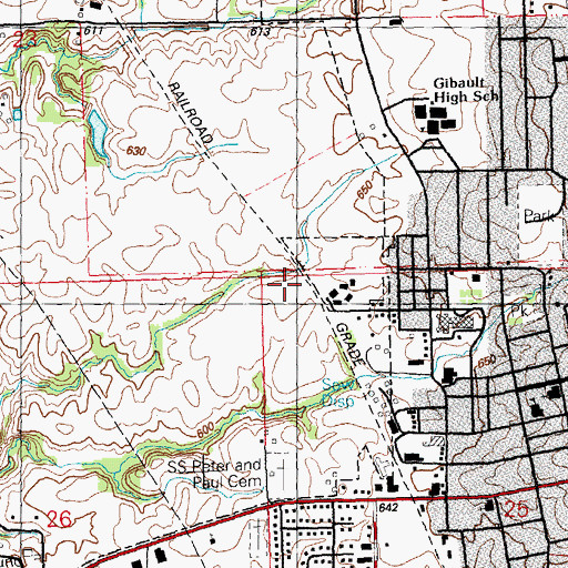 Topographic Map of Monroe County Ambulance, IL