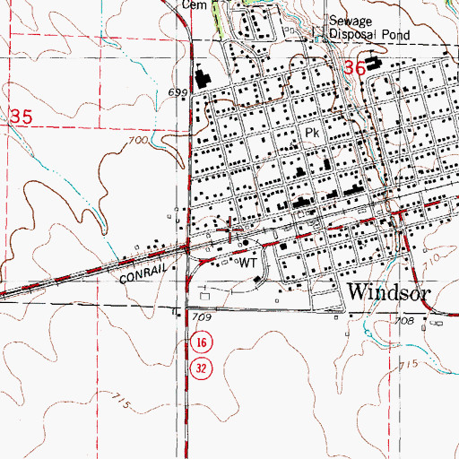 Topographic Map of Windsor Area Ambulance Service, IL