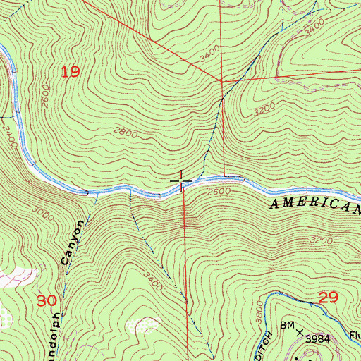 Topographic Map of Soldier Creek, CA