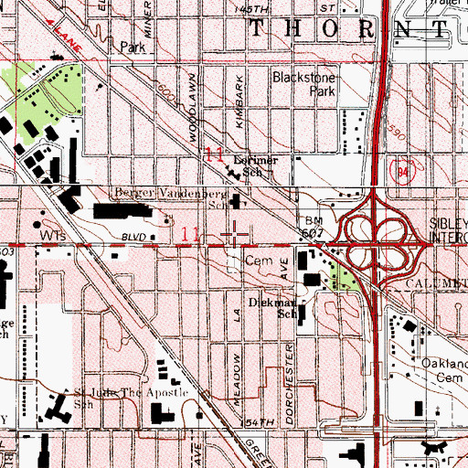 Topographic Map of Bud's Ambulance Service, IL