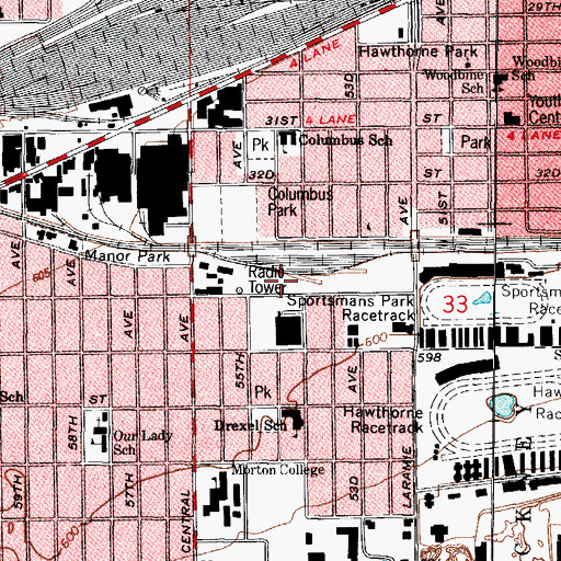 Topographic Map of Metro Paramedic Services, IL