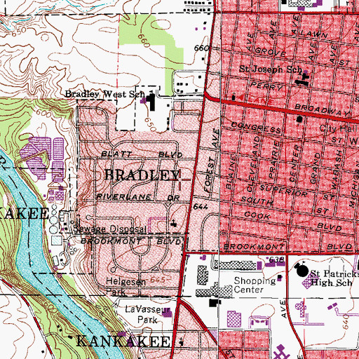 Topographic Map of Riverside Ambulance, IL