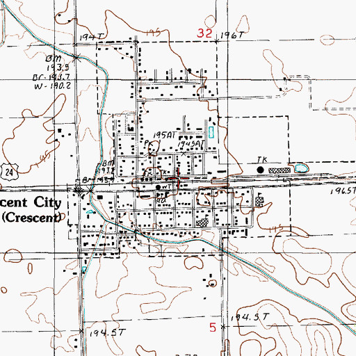 Topographic Map of Crescent - Iroquois Emergency Medical Services and Ambulance Services, IL