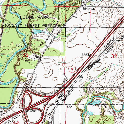 Topographic Map of Kirby Hospital Ambulance Service, IL
