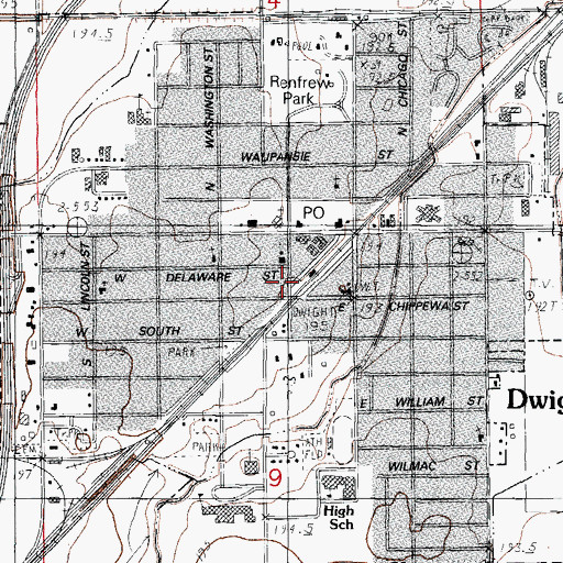 Topographic Map of Dwight Emergency Medical Services, IL