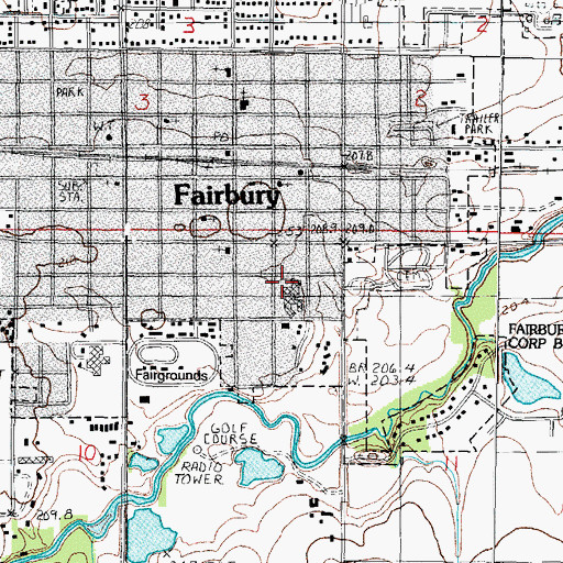 Topographic Map of South East Livingston County Ambulance Service, IL