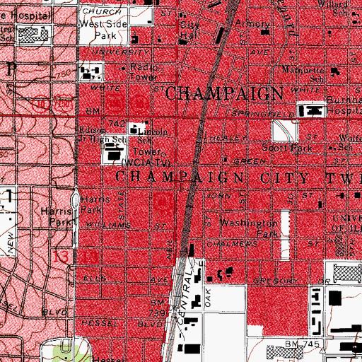 Topographic Map of Professional Ambulance Service, IL