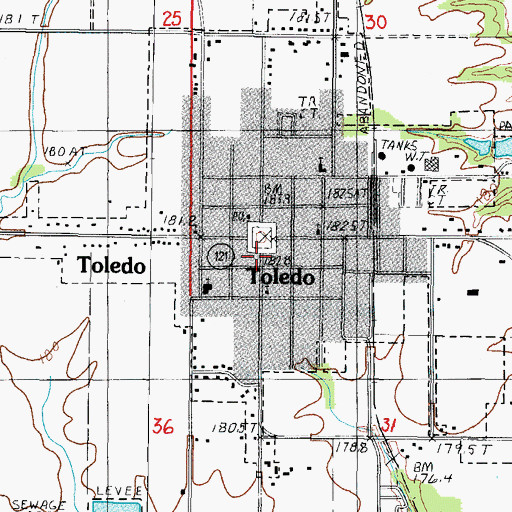 Topographic Map of Toledo Area Emergency Ambulance Service, IL