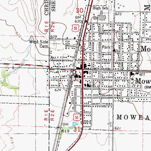 Topographic Map of Moweaqua Community Ambulance Service, IL