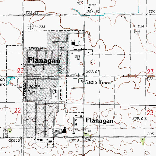 Topographic Map of Flanagan - Graymont Emergency Ambulance Service, IL
