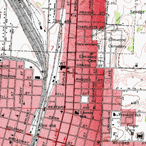 Topographic Map of LifeStar Ambulance Service, IL