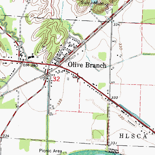 Topographic Map of Alexander County Emergency Medical Services, IL
