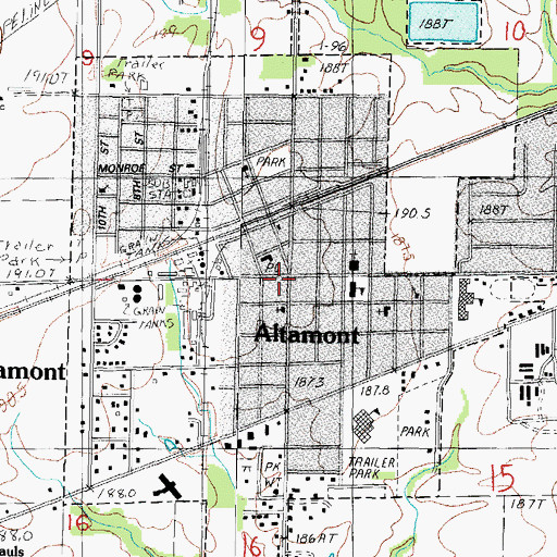Topographic Map of Altamont Ambulance Service, IL