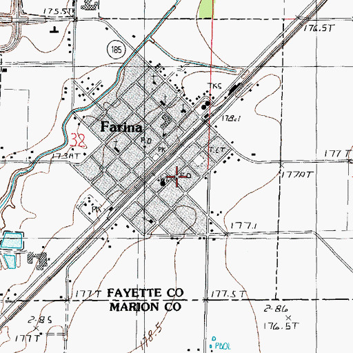 Topographic Map of Farina Volunteer Ambulance Service, IL