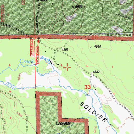 Topographic Map of Soldier Meadows, CA
