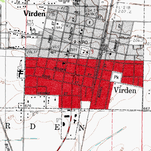 Topographic Map of Prairieland Community Ambulance Service, IL