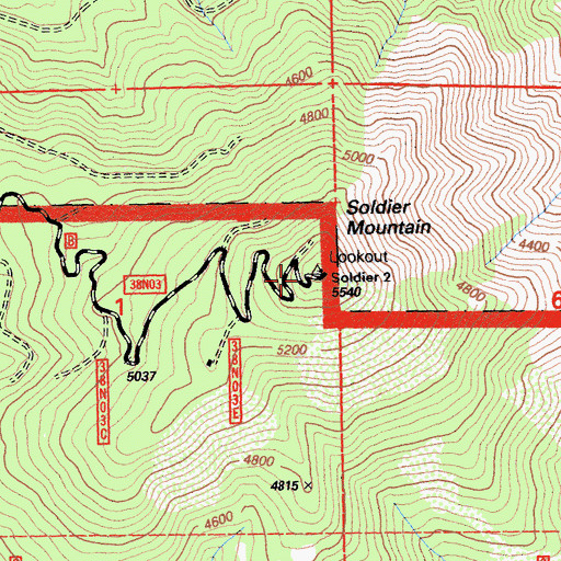 Topographic Map of Soldier Mountain, CA