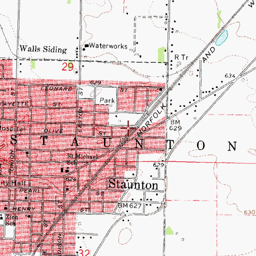 Topographic Map of Staunton Area Ambulance Service, IL