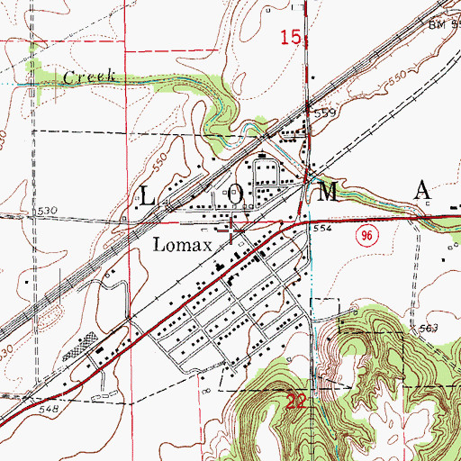 Topographic Map of Lomax Ambulance Service, IL