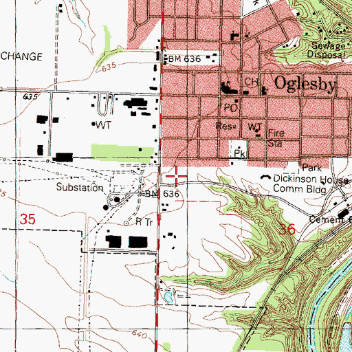 Topographic Map of Oglesby Volunteer Ambulance Service, IL