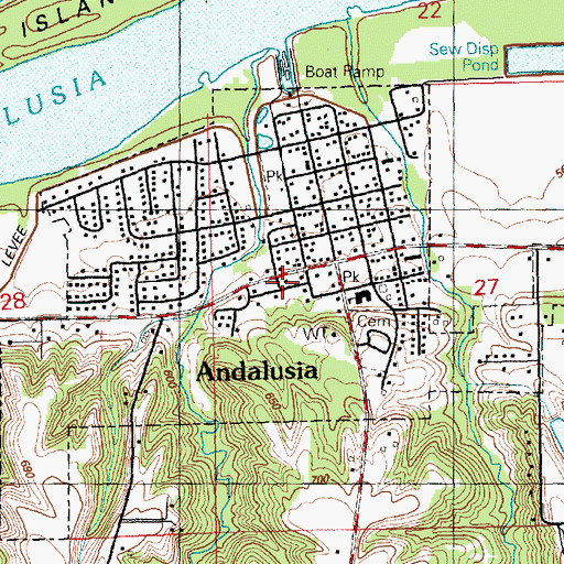 Topographic Map of Andalusia Volunteer Ambulance Service, IL