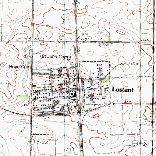 Topographic Map of Lostant Emergency Services, IL