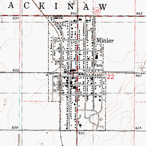 Topographic Map of Minier Rescue Squad Ambulance Service, IL