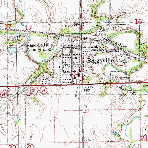 Topographic Map of Biggsville Ambulance Service, IL