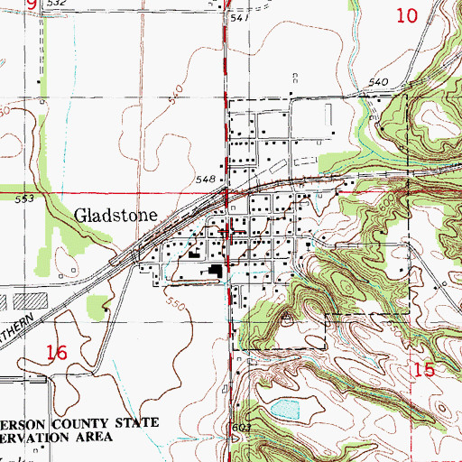 Topographic Map of Gladstone Ambulance Service, IL