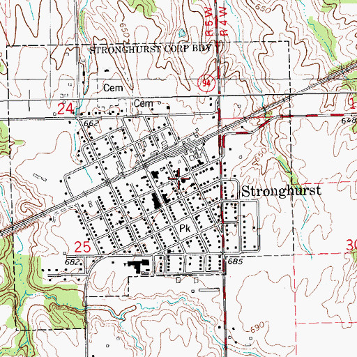 Topographic Map of South Henderson County Ambulance Service, IL