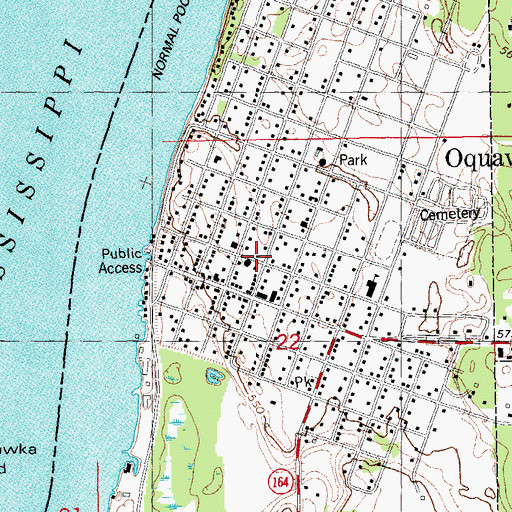 Topographic Map of North Henderson County Ambulance Service - Oquawka, IL