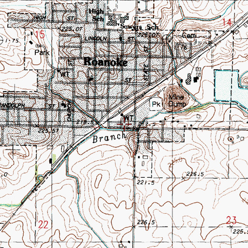 Topographic Map of Roanoke Municipal Ambulance Department, IL