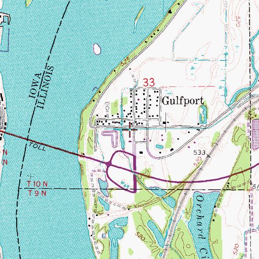 Topographic Map of Gulfport Ambulance Service, IL
