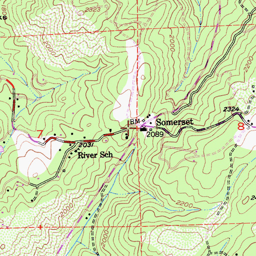 Topographic Map of Somerset, CA