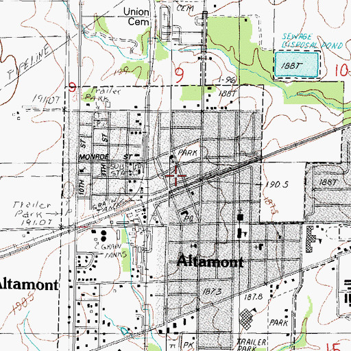 Topographic Map of Gieseking Ambulance Service, IL