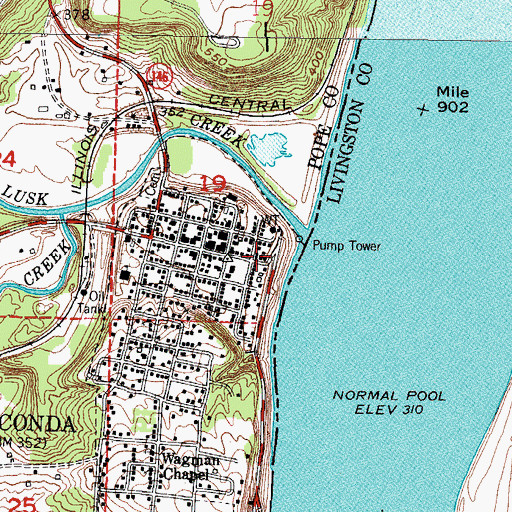Topographic Map of Pope County Volunteer Ambulance Service, IL