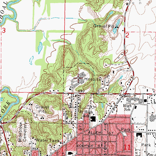 Topographic Map of Bond County Emergency Medical Services, IL