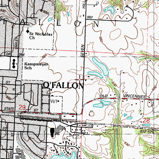 Topographic Map of O'Fallon Ambulance Service, IL