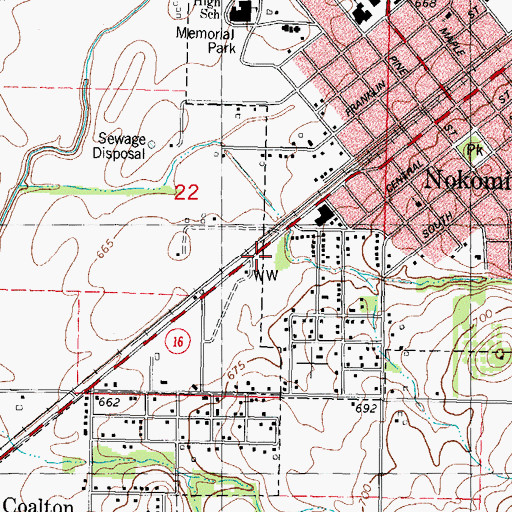 Topographic Map of Nokomis Ambulance Service, IL