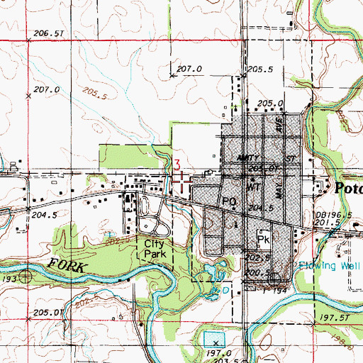 Topographic Map of Middlefork Ambulance Service, IL