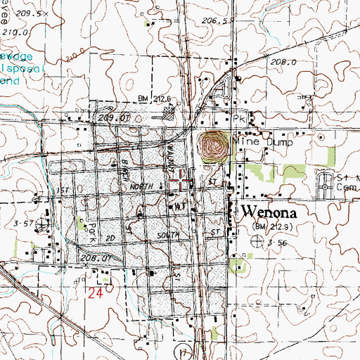 Topographic Map of Wenona Ambulance Service, IL