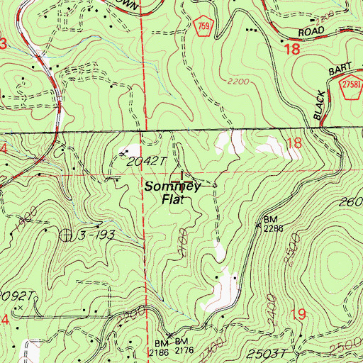 Topographic Map of Sommey Flat, CA