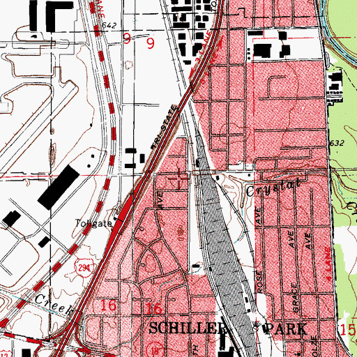 Topographic Map of Paramedic Services of Illinois, IL